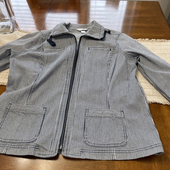 Christopher & Banks Railroad Striped Jacket With 4 Pockets & Long Sleeves Small - Picture 13 of 13